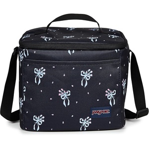 image:imageJanSport Super Snack  Insulated Lunch Bag with BPAFree Liner Zipper Top Opening and Adjustable Shoulder Strap NavyPastel Petals BlackBluePinkGreen