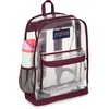 image:imageJanSport 255L Clear Pack  Large Transparent Mesh Bottom Clear  Stadium Class and Festival Approved with Water Bottle PocketCherry Lacquer