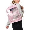 image:imageJanSport 255L Clear Pack  Large Transparent Mesh Bottom Clear  Stadium Class and Festival Approved with Water Bottle PocketPink Ice