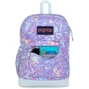 image:imageJanSport Cross Town Plus Backpack  Large Main Compartment Side Water Bottle Pocket 15Inch Padded Laptop Sleeve  Color Blocked  Mahogany HazeFluid Floral Pastel Lilac