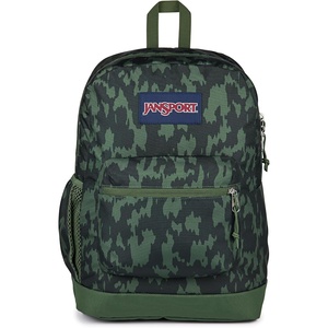 image:imageJanSport Cross Town Plus Backpack  Large Main Compartment Side Water Bottle Pocket 15Inch Padded Laptop Sleeve  Color Blocked  Mahogany HazeCamo Illusion