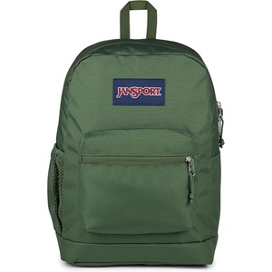 image:imageJanSport Cross Town Plus Backpack  Large Main Compartment Side Water Bottle Pocket 15Inch Padded Laptop Sleeve  Color Blocked  Mahogany HazeCargo Green