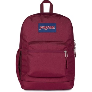 image:imageJanSport Cross Town Plus Backpack  Large Main Compartment Side Water Bottle Pocket 15Inch Padded Laptop Sleeve  Color Blocked  Mahogany HazeCherry Lacquer