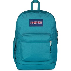 image:imageJanSport Cross Town Plus Backpack  Large Main Compartment Side Water Bottle Pocket 15Inch Padded Laptop Sleeve  Color Blocked  Mahogany HazeEmerald Pool