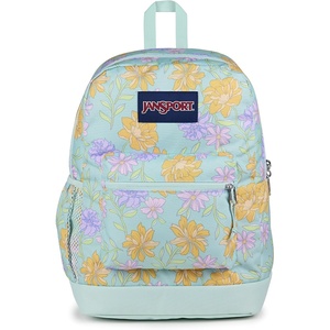 image:imageJanSport Cross Town Plus Backpack  Large Main Compartment Side Water Bottle Pocket 15Inch Padded Laptop Sleeve  Color Blocked  Mahogany HazeFaded Floral Fresh Mint