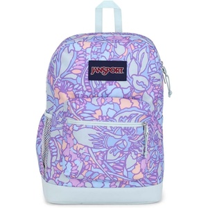 image:imageJanSport Cross Town Plus Backpack  Large Main Compartment Side Water Bottle Pocket 15Inch Padded Laptop Sleeve  Color Blocked  Mahogany HazeFluid Floral Pastel Lilac