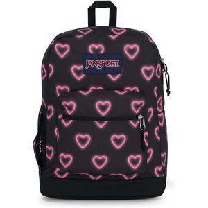 image:imageJanSport Cross Town Plus Backpack  Large Main Compartment Side Water Bottle Pocket 15Inch Padded Laptop Sleeve  Color Blocked  Mahogany HazeHappy Hearts Black