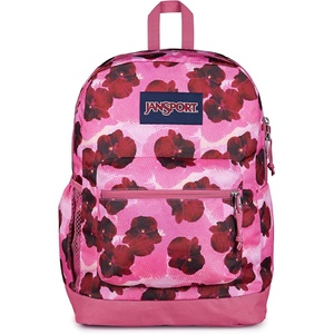 image:imageJanSport Cross Town Plus Backpack  Large Main Compartment Side Water Bottle Pocket 15Inch Padded Laptop Sleeve  Color Blocked  Mahogany HazePop Art Pansies