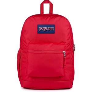 image:imageJanSport Cross Town Plus Backpack  Large Main Compartment Side Water Bottle Pocket 15Inch Padded Laptop Sleeve  Color Blocked  Mahogany HazeRed Tape