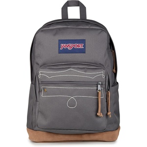image:imageJanSport Right Pack Expressions Backpack  Main Compartment 15inch Padded Laptop Compartment Side Water Bottle Pocket Utility Pocket with Zippered Rain Flap Denim Wash BlackWestbound Embroidery Smokey GritOxfordTan