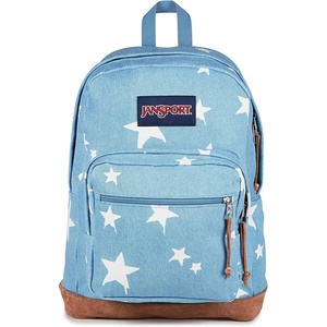image:imageJanSport Right Pack Expressions Backpack  Main Compartment 15inch Padded Laptop Compartment Side Water Bottle Pocket Utility Pocket with Zippered Rain Flap Denim Wash BlackDischarge Denim Star